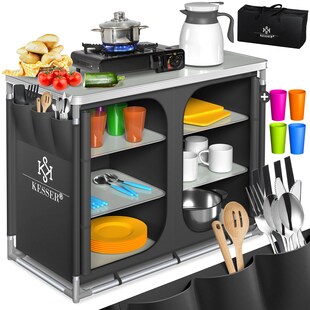 KESSER® Campingschrank, Campingküche mit Aluminiumgestell,  inkl.Tragetasche ,  Kocherschrank für Camping , Campingmöbel , Outdoor 
