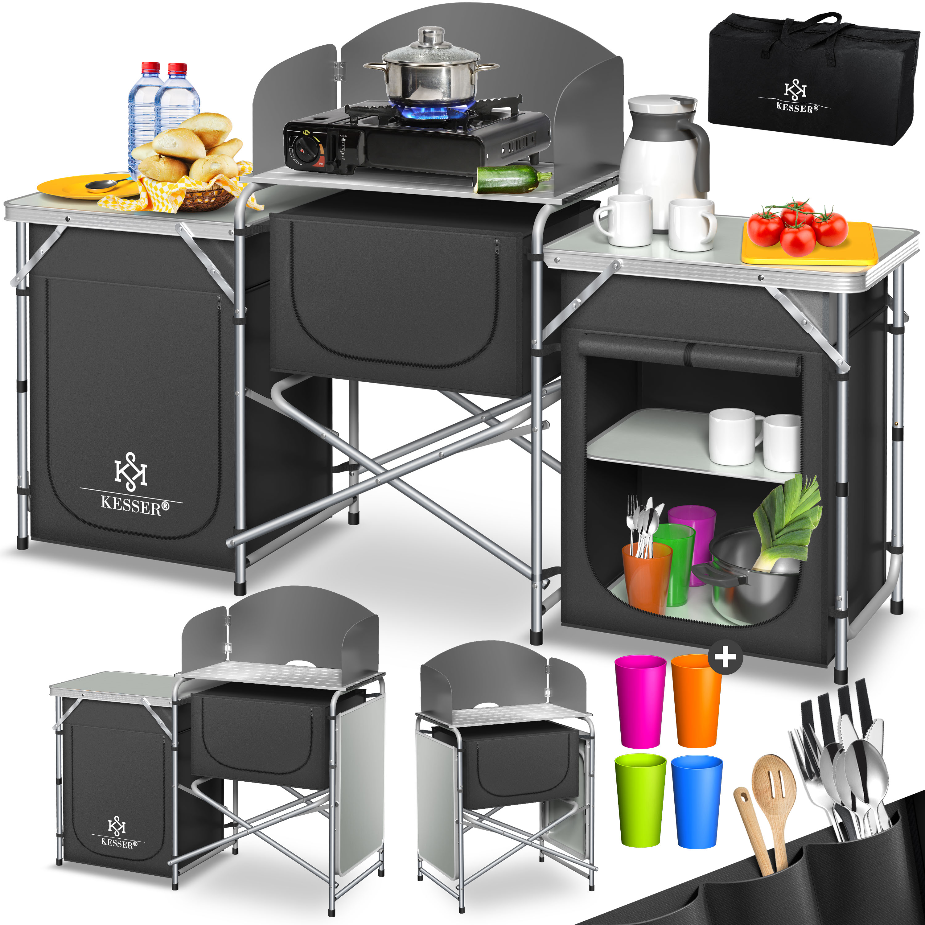 KESSER&reg; Campingschrank, Campingk&uuml;che mit Aluminiumgestell,  inkl.Tragetasche ,  Kocherschrank f&uuml;r Camping , Campingm&ouml;bel , Outdoor 
