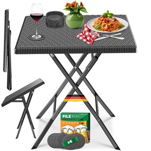 KESSER® Balkontisch klappbar | Wetterfest & UV-beständig | Balkonmöbel | Beschichteter Stahl | Outdoor Gartentisch | Gartenmöbel mit 6 Filz-Untersetzer | Bistrotisch bis zu 100 kg belastbar 
