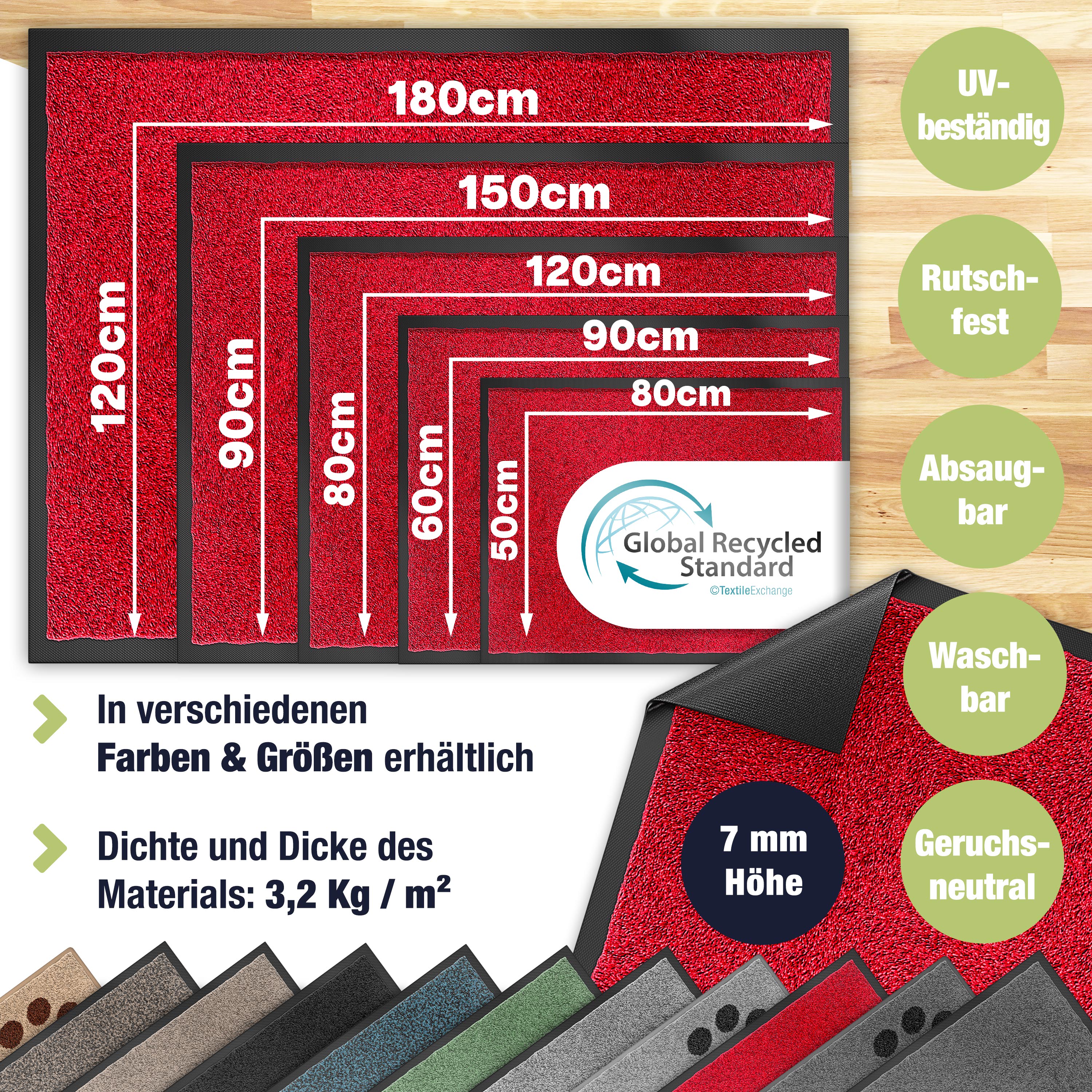 KESSER&reg; Schmutzfangmatte rutschfeste Fu&szlig;matte f&uuml;r Innen- & Au&szlig;enbereich waschbar & wetterfest | T&uuml;rmatte Wohnungseingang | Teppich f&uuml;r B&uuml;ro & Vorzimmer | Fu&szlig;abtreter Fu&szlig;abstreifer 