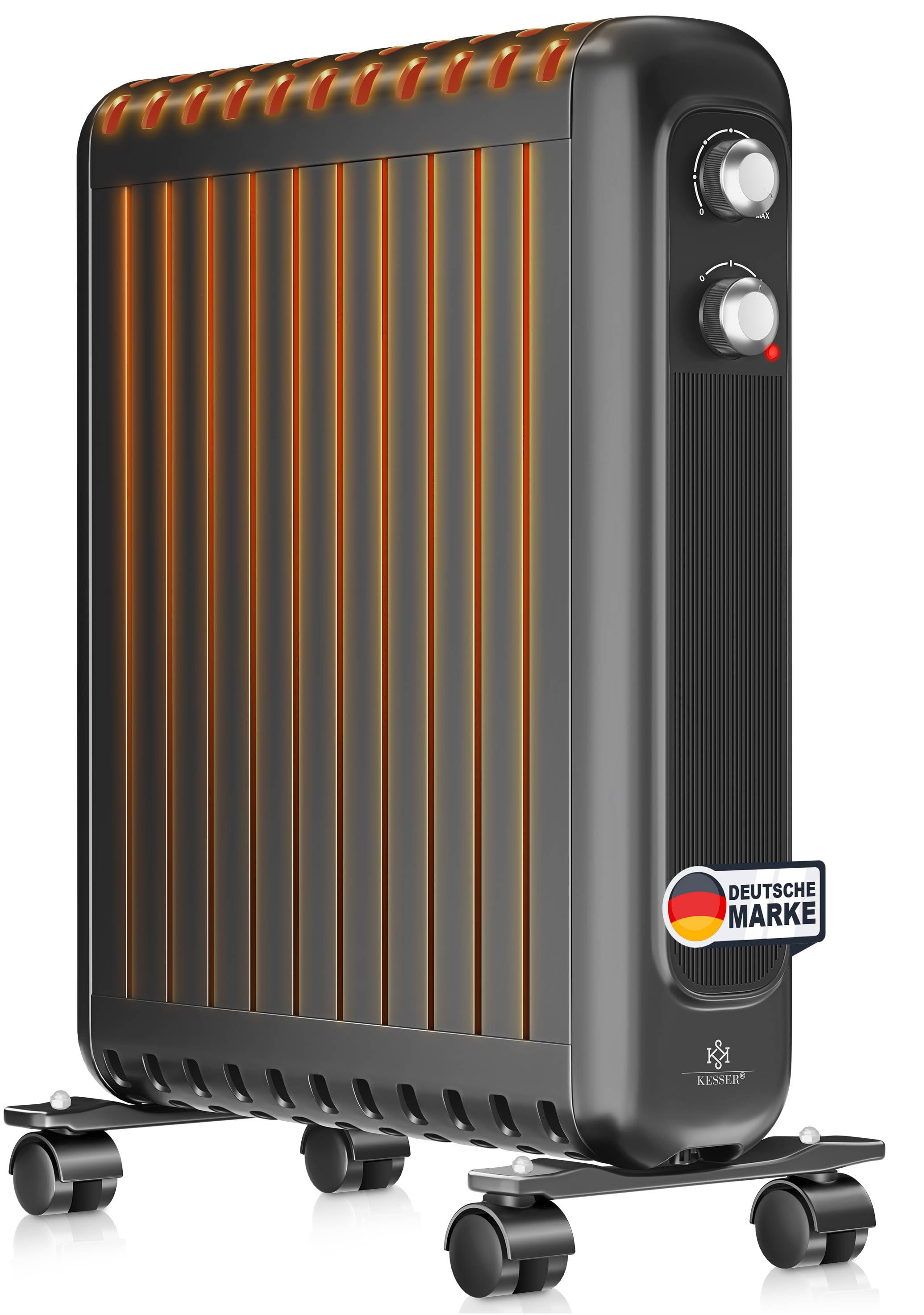 KESSER&reg; &Ouml;lradiator energiesparend 2500W | Thermostat, Schnell Heizl&uuml;fter | Elektroheizung &ouml;lgef&uuml;llt + 3 Heizstufen, Schutzgeh&auml;use, 360&deg; Rollen | Konvektor Heizung elektrisch | Electric Heater 