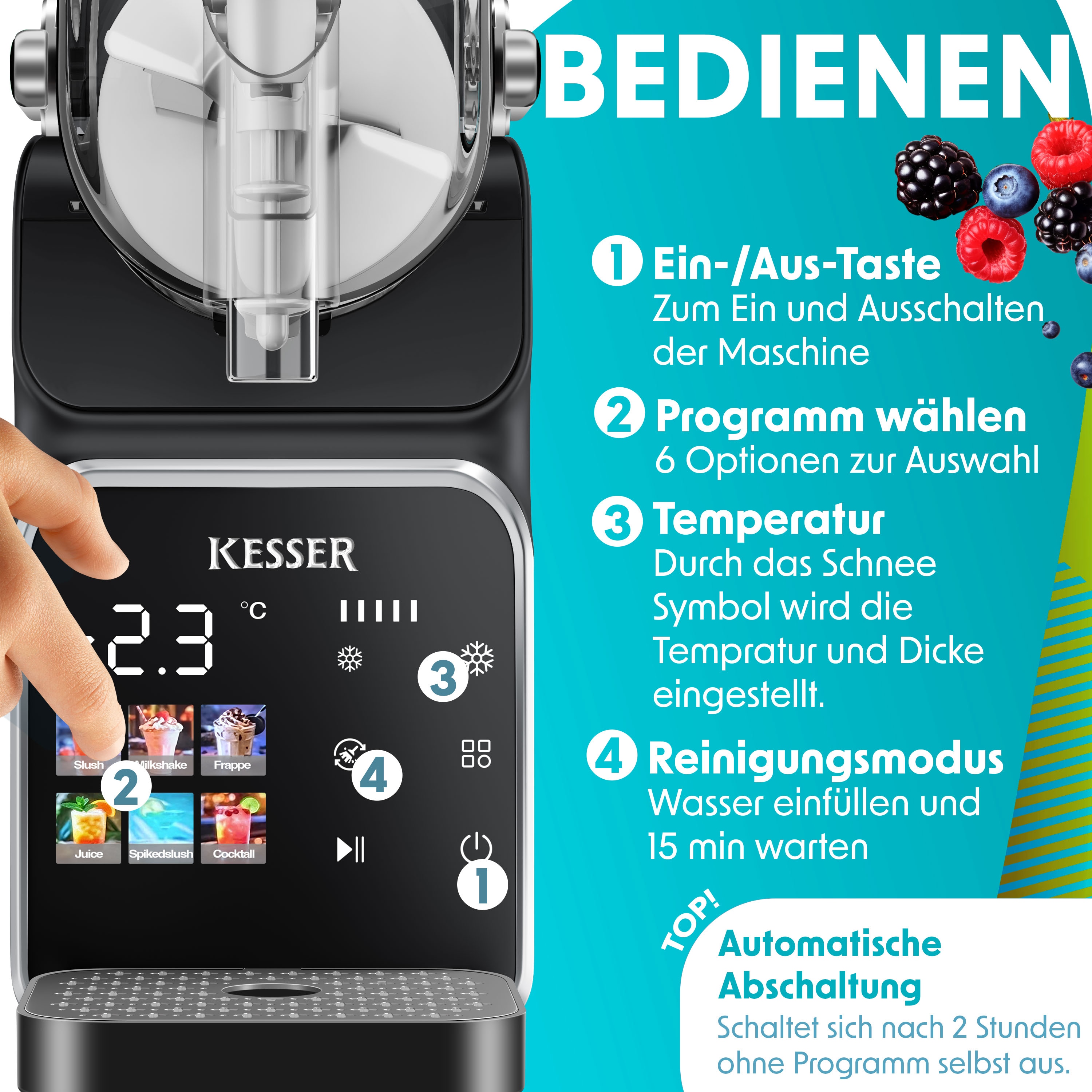 Slushie-Maschine Für Zu Hause – 1,6 L, 6 Programme, Selbstreinigung, Kein Eis, Für Cocktails, Milchshakes, Frappé & Co. (200 W, 220 V)