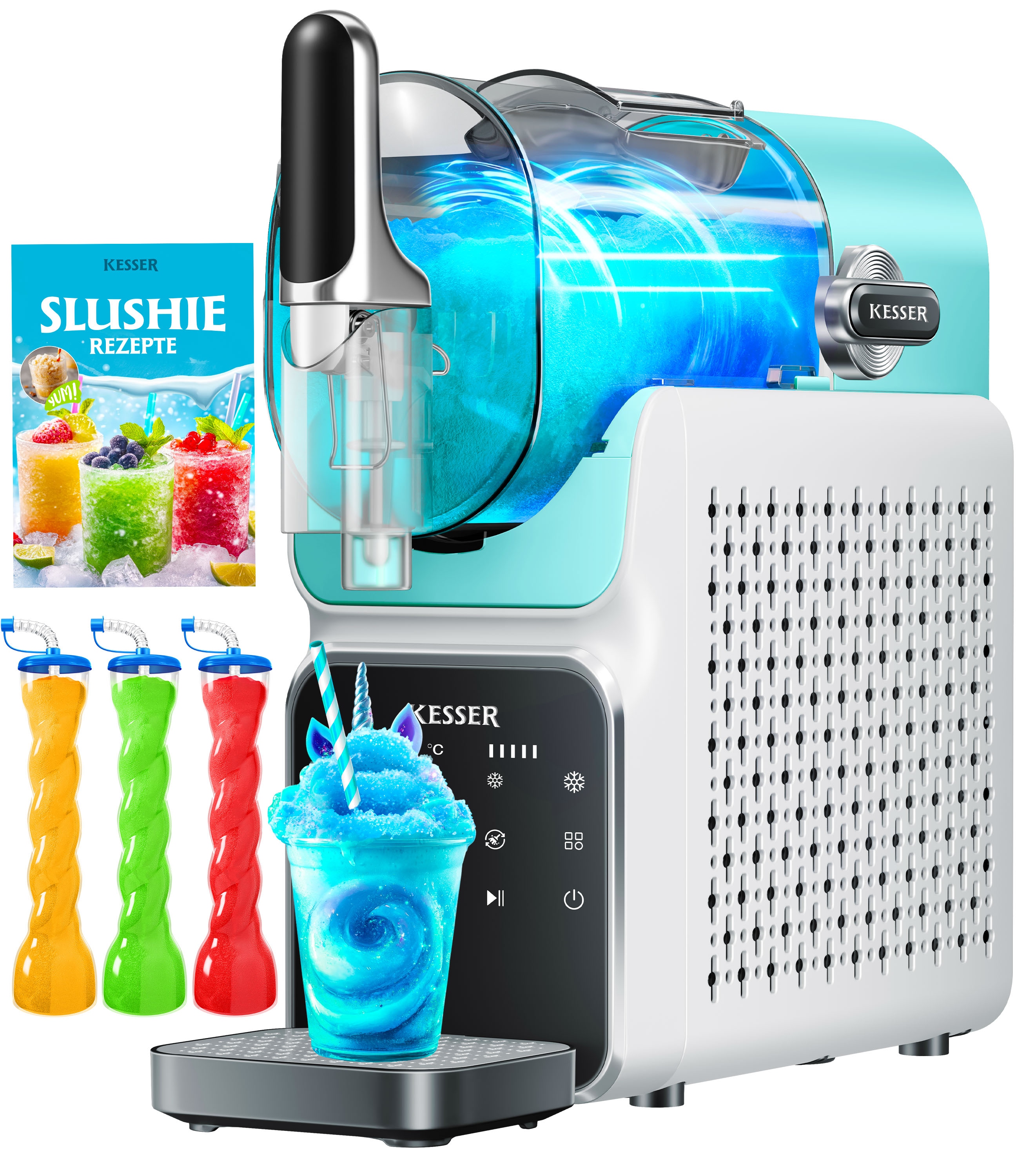 KESSER&reg; Slush Maschine f&uuml;r zu Hause - Slush Ice Maker 2L - f&uuml;r Slush, Eis-Cocktails, Frapp&eacute;s, Milchshakes & gefrorenen Saft - in 25 min & mit 6 Programmen - inkl. 3x Becher & Rezeptbuch 