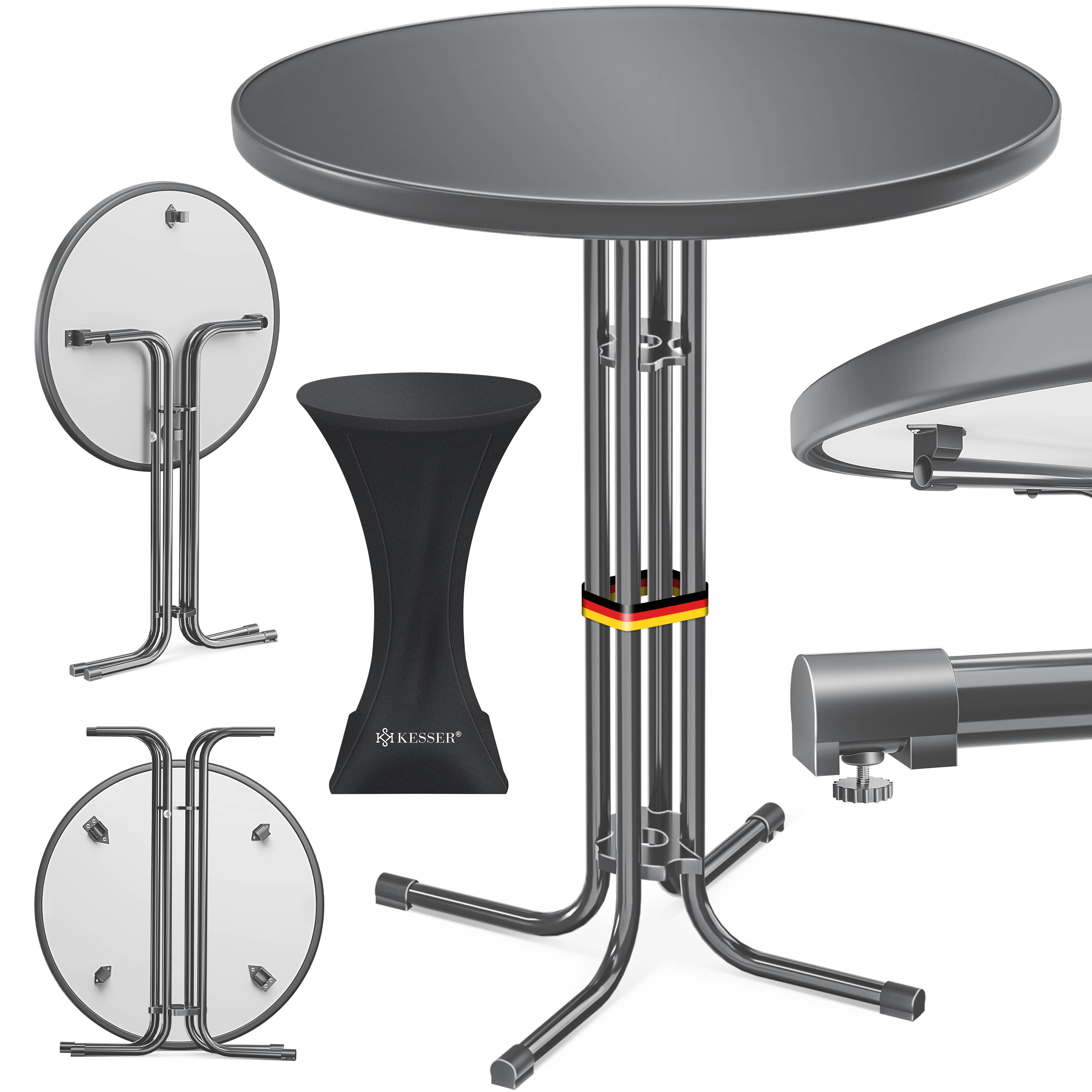 KESSER&reg; Gastro Stehtisch klappbar - Gastronomie Bistrotisch rund - Wetterbest&auml;ndiger Klapptisch Gartentisch - Runder Partytisch - Hitzebest&auml;ndig - Stabil und sicher 