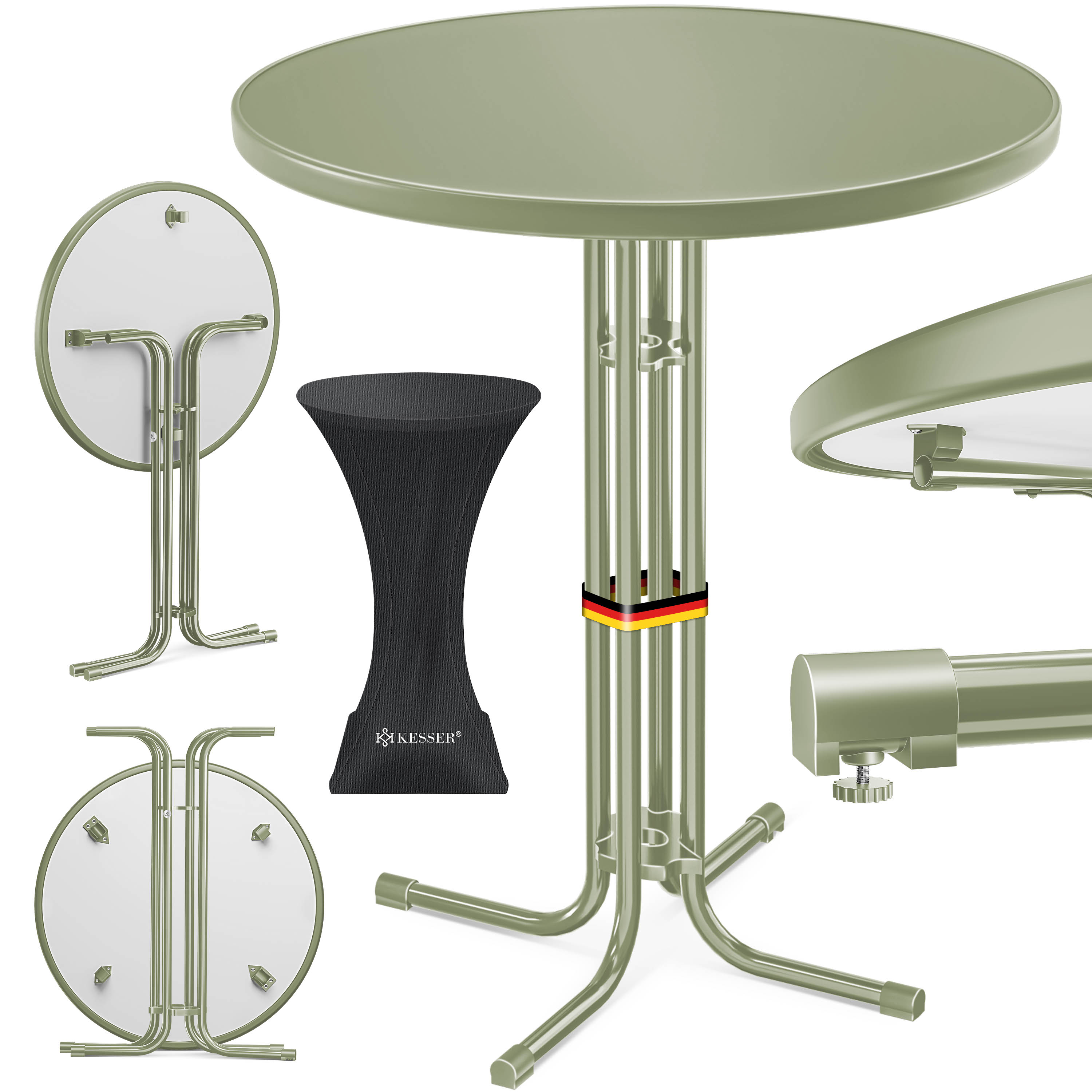 KESSER&reg; Gastro Stehtisch klappbar - Gastronomie Bistrotisch rund - Wetterbest&auml;ndiger Klapptisch Gartentisch - Runder Partytisch - Hitzebest&auml;ndig - Stabil und sicher 