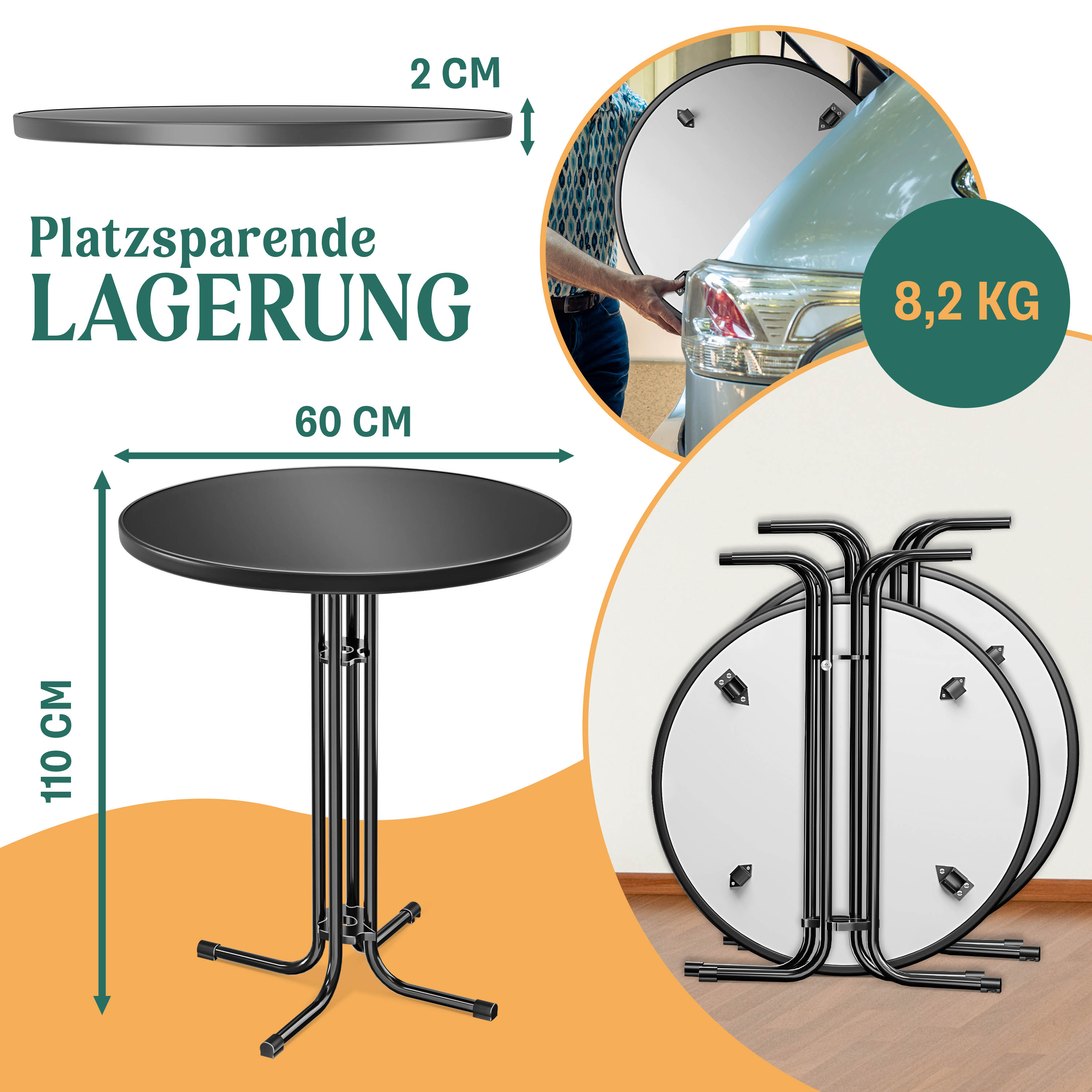 KESSER® Gastro Stehtisch klappbar - Gastronomie Bistrotisch rund - Wetterbeständiger Klapptisch Gartentisch - Runder Partytisch - Hitzebeständig