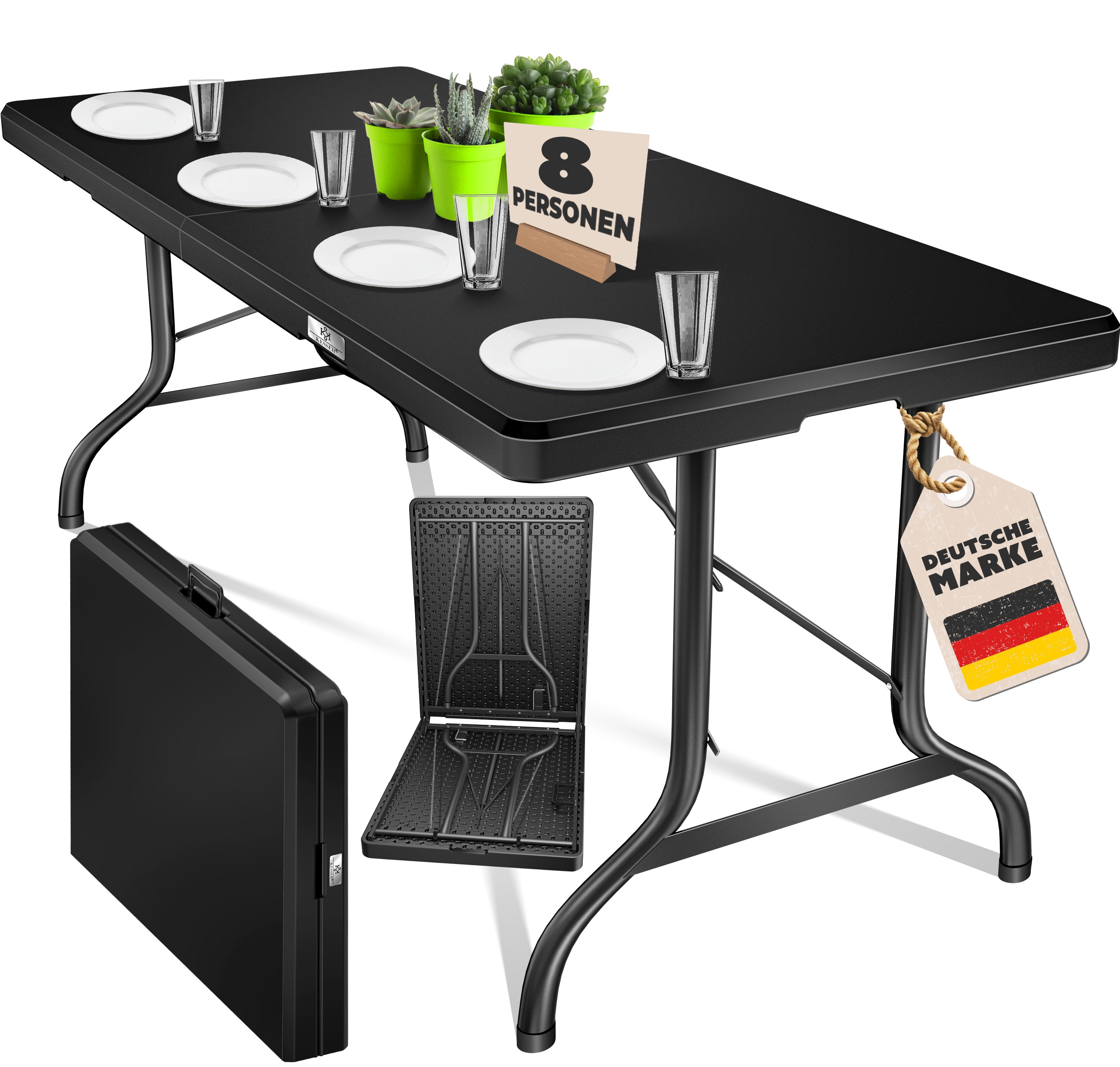 KESSER&reg; Buffettisch Tisch klappbar Kunststoff 183x76 cm Campingtisch Partytisch Klapptisch Gartentisch f&uuml;r Garten, Terrasse und Balkon zusammenklappbar 8 Personen inkl. Tragegriff und Cover 