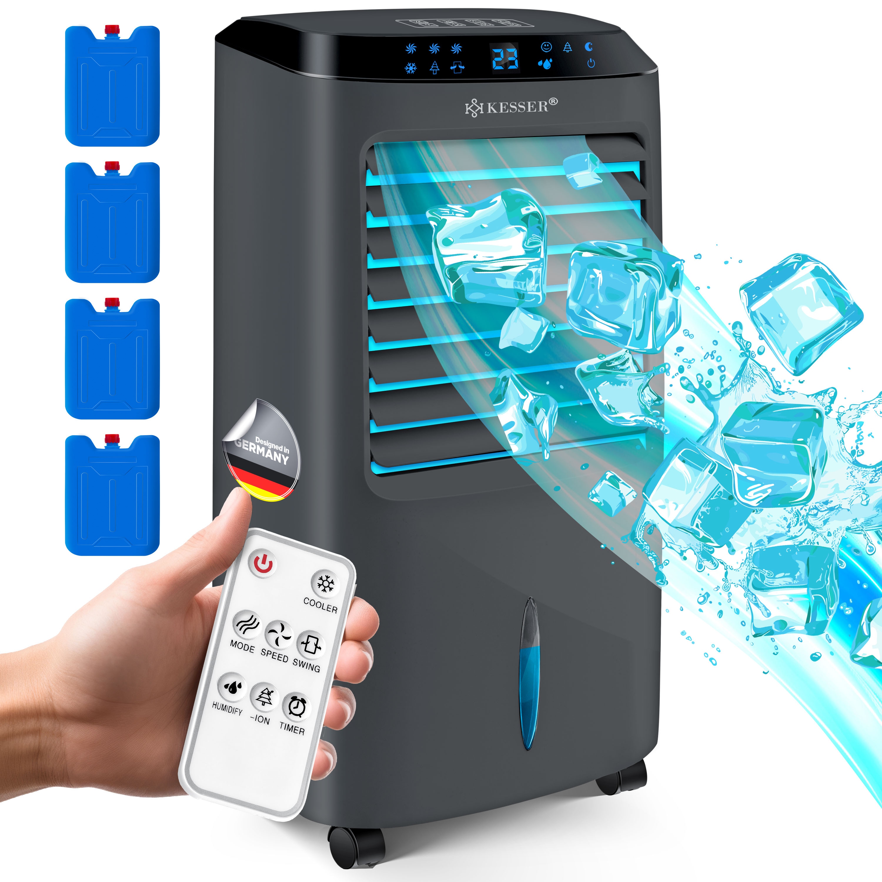 KESSER&reg; 4in1 Mobile Klimaanlage | Fernbedienung | Klimager&auml;t | Ventilator Klimaanlage | 10 L Tank | Timer | 3 Stufen | Ionisator Luftbefeuchter | Luftk&uuml;hler | 
