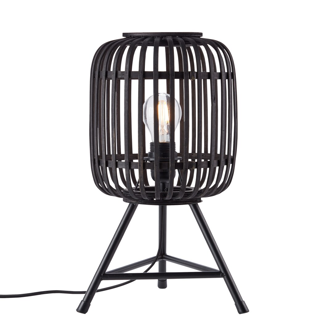 Brilliant Woodrow Tischleuchte, geeignet f&uuml;r LED-Leuchtmittel, Schnurzwischenschalter f&uuml;r einfaches Bedienen, ideal f&uuml;r Wohn- & Schlafzimmer, 41cm, dunkel/schwarz Bambus 