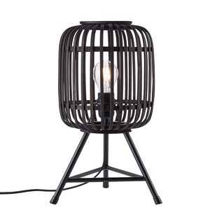 Brilliant Woodrow Tischleuchte, geeignet für LED-Leuchtmittel, Schnurzwischenschalter für einfaches Bedienen, ideal für Wohn- & Schlafzimmer, 41cm, dunkel/schwarz Bambus 