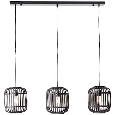 BRILLIANT Lampe, Woodrow 3x Marktkauf bei A60, Metall/Bambus, 3-flammig online E27, bestellen Pendelleuchte, (nicht 60W,Normallampen holz dunkel/schwarz, enthalten)
