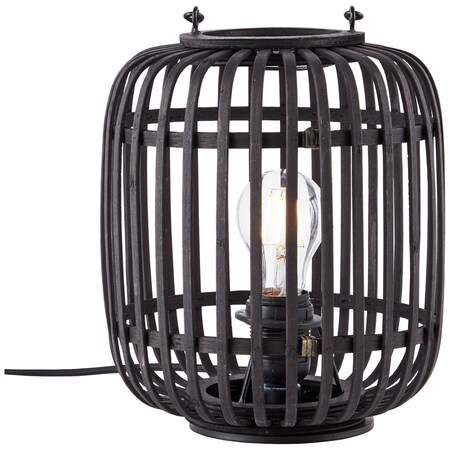 Lampe, 1x 27cm holz Marktkauf BRILLIANT Woodrow dunkel/schwarz, A60, enthalten) Tischleuchte online Bambus, bestellen Metall/ (nicht 60W,Normallampen E27, bei
