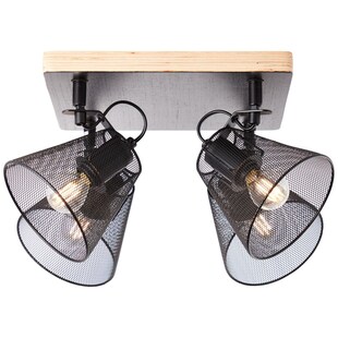 BRILLIANT Lampe, Whole Spotplatte 4flg schwarz/holzfarbend, Metall/Holz, 4x D45, E14, 40W,Tropfenlampen (nicht enthalten) 