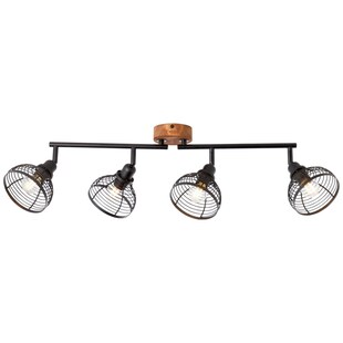 BRILLIANT Lampe, Avia Spotrohr 4flg schwarz/holzfarbend, Metall/Holz, 4x D45, E14, 40W,Tropfenlampen (nicht enthalten) 