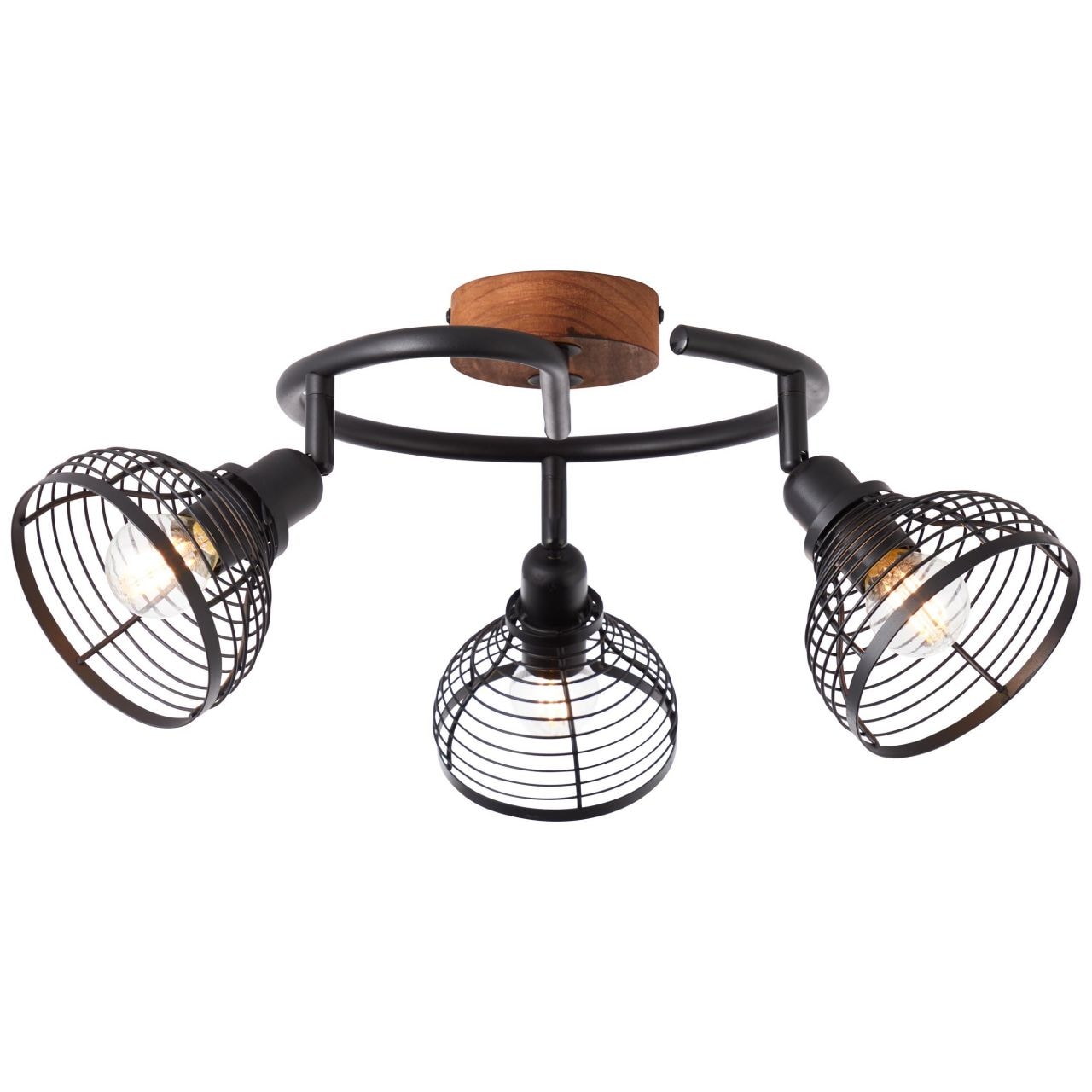 BRILLIANT Lampe, Avia Spotspirale 3flg schwarz/holzfarbend, Metall/Holz, 3x D45, E14, 40W,Tropfenlampen (nicht enthalten) 
