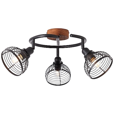 BRILLIANT Lampe, Avia Spotspirale 3flg schwarz/holzfarbend, Metall/Holz, 3x  D45, E14, 40W,Tropfenlampen (nicht enthalten) bei Marktkauf online bestellen