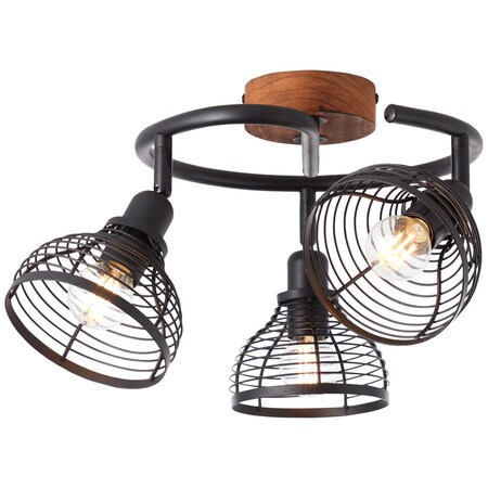 BRILLIANT Lampe, Avia enthalten) Marktkauf online bei E14, 40W,Tropfenlampen bestellen Metall/Holz, (nicht schwarz/holzfarbend, 3flg 3x Spotspirale D45