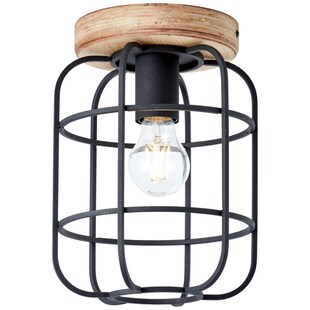 BRILLIANT Lampe, Gwen Deckenleuchte 1flg antik holz/schwarz korund, Metall/Holz, 1x A60, E27, 40W,Normallampen (nicht enthalten) 