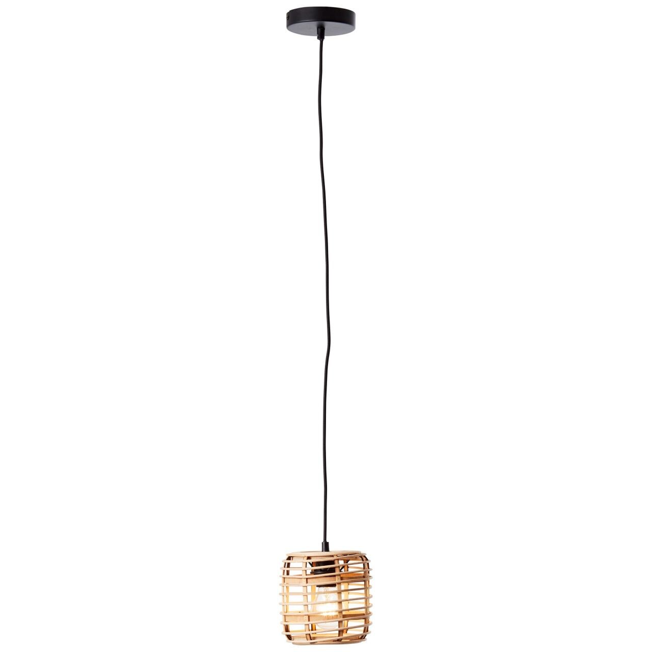 BRILLIANT Lampe, Crosstown Pendelleuchte 16cm holz hell/schwarz, Bambus/Metall, 1x A60, E27, 40W,Normallampen (nicht enthalten) 