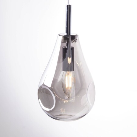 BRILLIANT Lampe, Drops Pendelleuchte 1flg rauchglas/chrom, E14, Marktkauf online Glas/Metall, 1x (nicht 25W,Tropfenlampen enthalten) bei bestellen D45