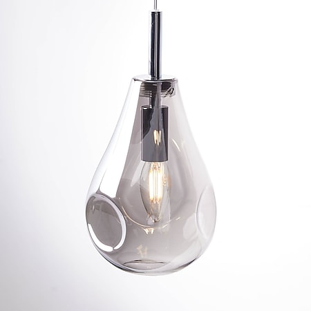 BRILLIANT Lampe, Drops Pendelleuchte 1flg rauchglas/chrom, Glas/Metall, 1x  D45, E14, 25W,Tropfenlampen (nicht enthalten) bei Marktkauf online bestellen