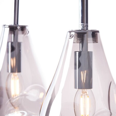 Drops online Marktkauf Lampe, Pendelleuchte 3flg 25W,Tropfenlampen (nicht D45, BRILLIANT rauchglas/chrom, E14, bestellen bei 3x enthalten) Glas/Metall,