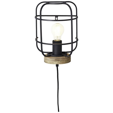 BRILLIANT Lampe, Gwen online E27, bei Marktkauf bestellen (nicht 1x A60, enthalten) Wandleuchte antik Metall/Holz, holz/schwarz korund, 52W,Normallampen