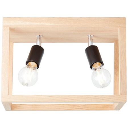 BRILLIANT Lampe, Nerea Deckenleuchte 2flg Marktkauf 2x 15W,Normallampen bei Holz/Metall, (nicht bestellen E27, enthalten) online eiche geölt, A60