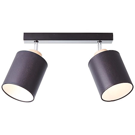 BRILLIANT Lampe, Vonnie Spotbalken 2flg schwarz/holzfarbend, Metall/Holz/ Textil, 2x A60, E27, 25W,Normallampen (nicht enthalten) bei Marktkauf  online bestellen