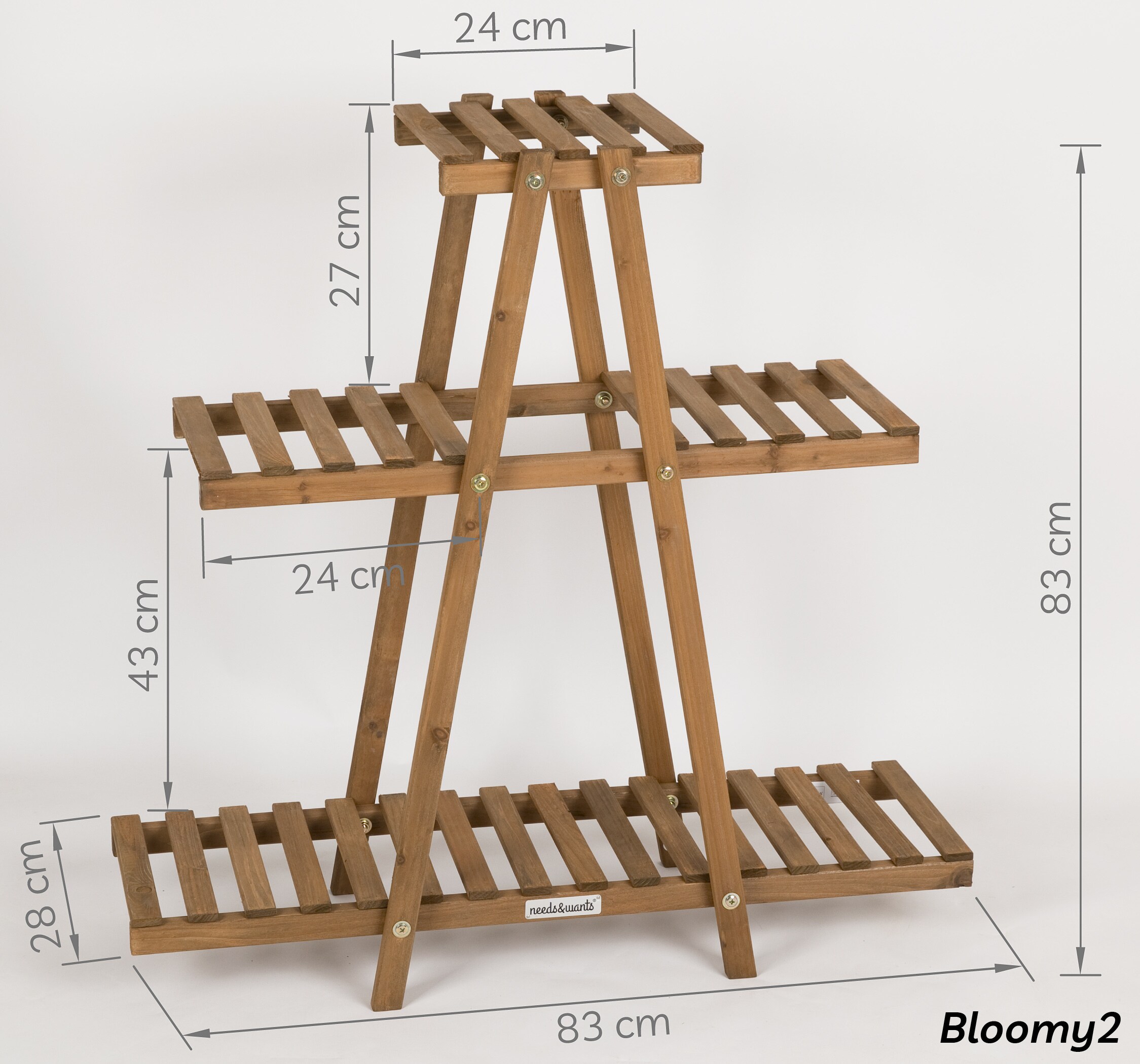needs&wants® Pflanzenständer Blumenständer aus Holz wetterfest für Indoor Outdoor Balkon Garten draußen innen Wand, Pflanzenregal Blumentreppe, 83 x 28 x 83 cm hoch, braun bei Marktkauf online bestellen