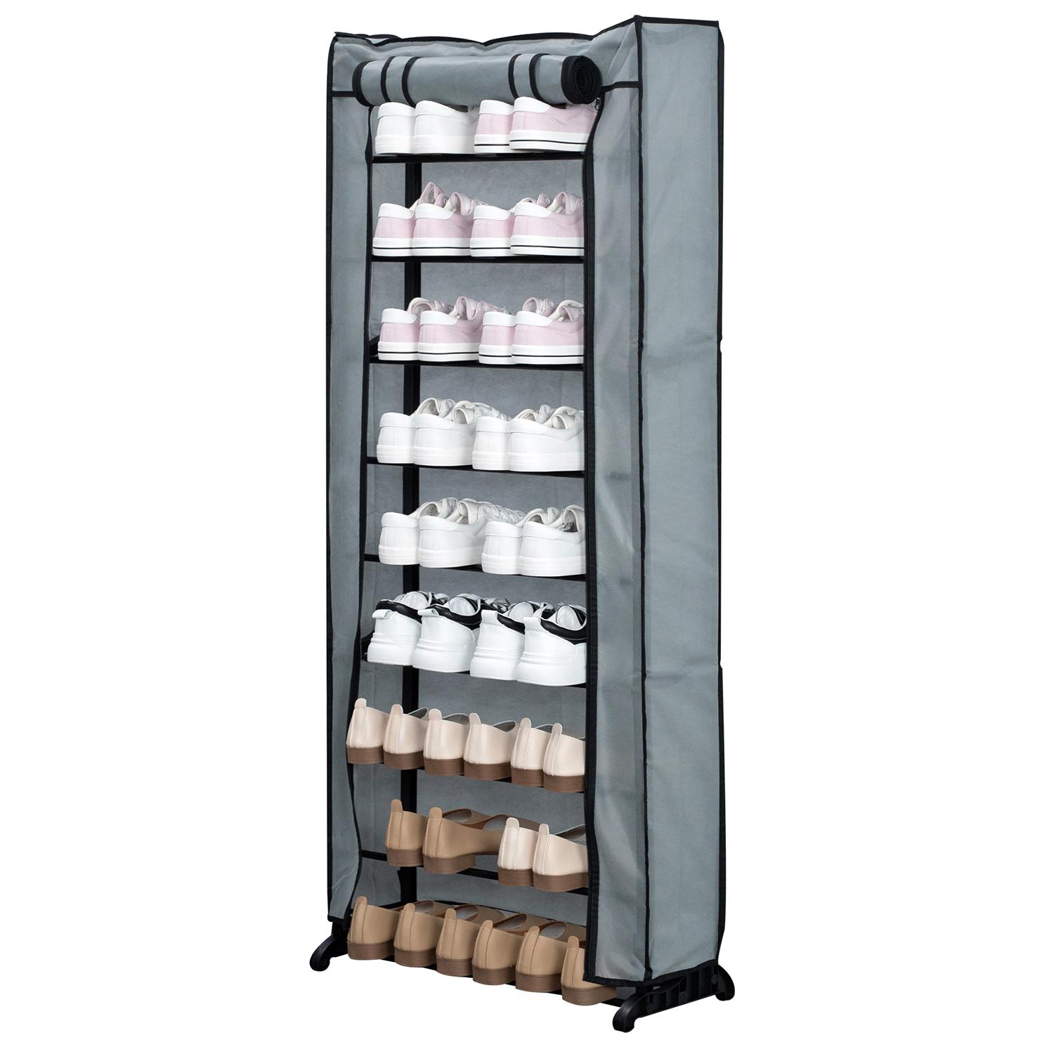 Herzberg HG-8076: 9-Stufiger Organizer f&uuml;r Kleine Schuhregale Grau 