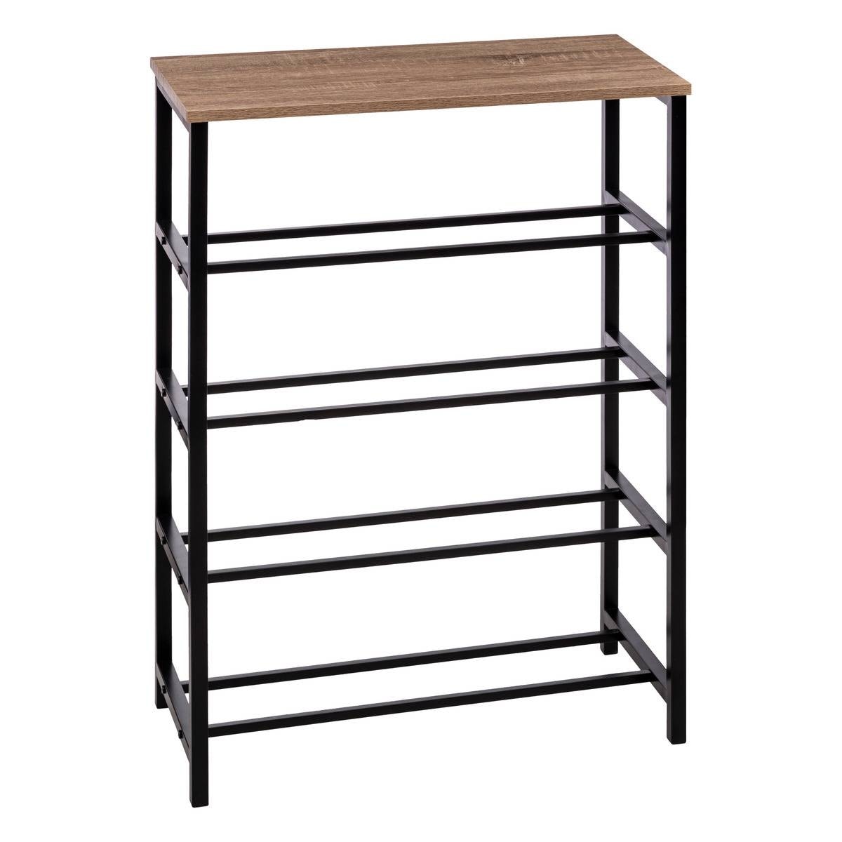 Schuhregal mit Reliefbank - 4 Regale 