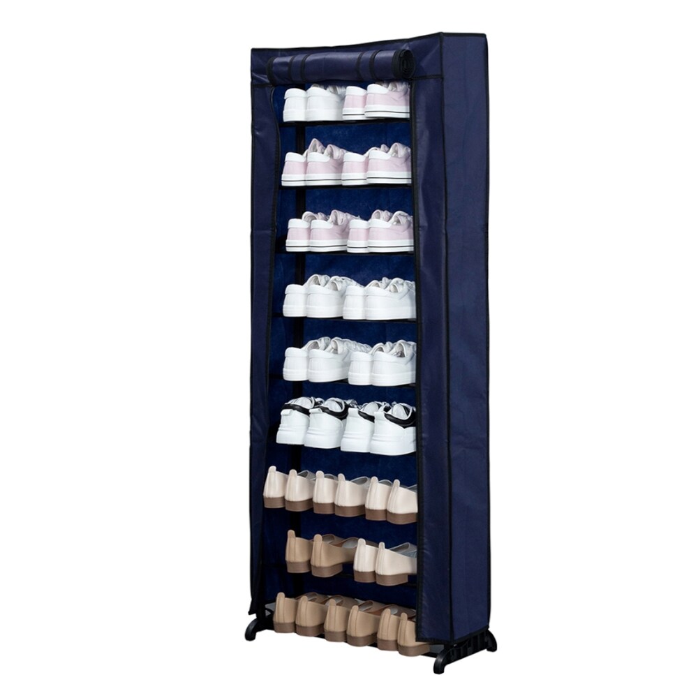 Herzberg HG-8076: 9-Stufiger Organizer f&uuml;r Kleine Schuhregale Blau 