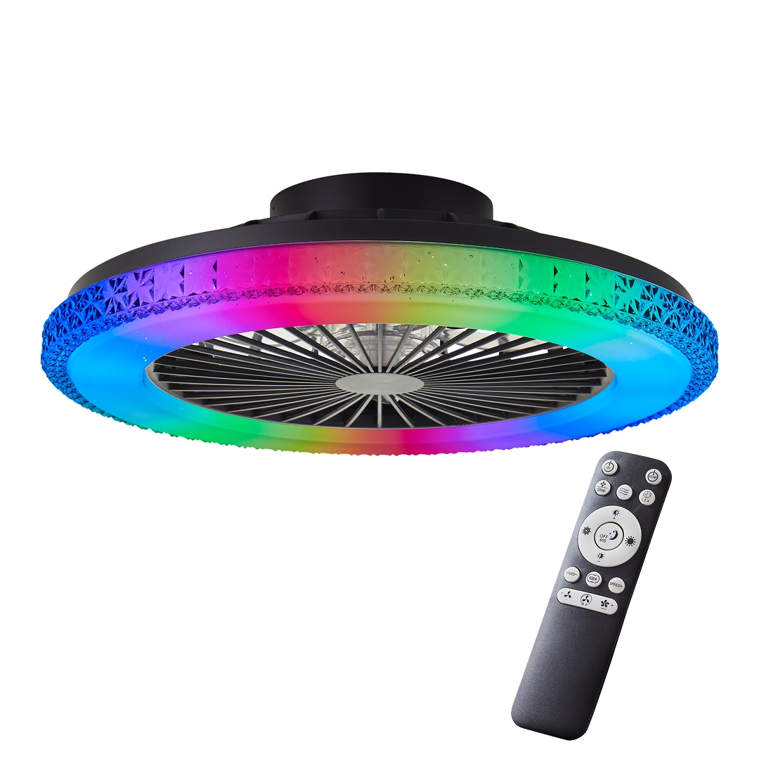 Brilliant LED Deckenlampe mit Ventilator, 49 cm &Oslash; - RGB-Frontlicht & CCT-Zentralbeleuchtung, dimmbar, mit Farbwechsel & Fernbedienung 