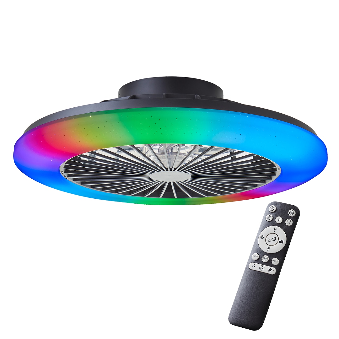 Brilliant LED Deckenleuchte mit Ventilator, 49 cm &Oslash; - RGB Frontlicht & CCT Zentralbeleuchtung, inkl. Fernbedienung, dimmbar & Farbwechsel 