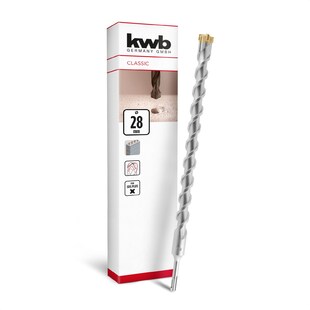 kwb SDS Plus Bohrer, SDS Plus Hammerbohrer (Ø 28 mm x 460/400 mm, mit extrem schneller Hartmetall 4X-Schneide, für armierten Beton, Stein & Mauerwerk) 