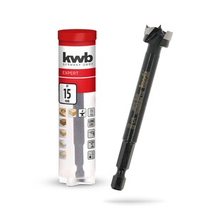 kwb Forstnerbohrer, Ø 15 mm, Topfbohrer (für Holz, geschmiedeter Bohrkopf, Spezialanschliff, schnelle, ausrissfreie Bohrlöcher, 4-seitig geschliffene Zentrierspitze, für Akkuschrauber & Bohrmaschinen) 