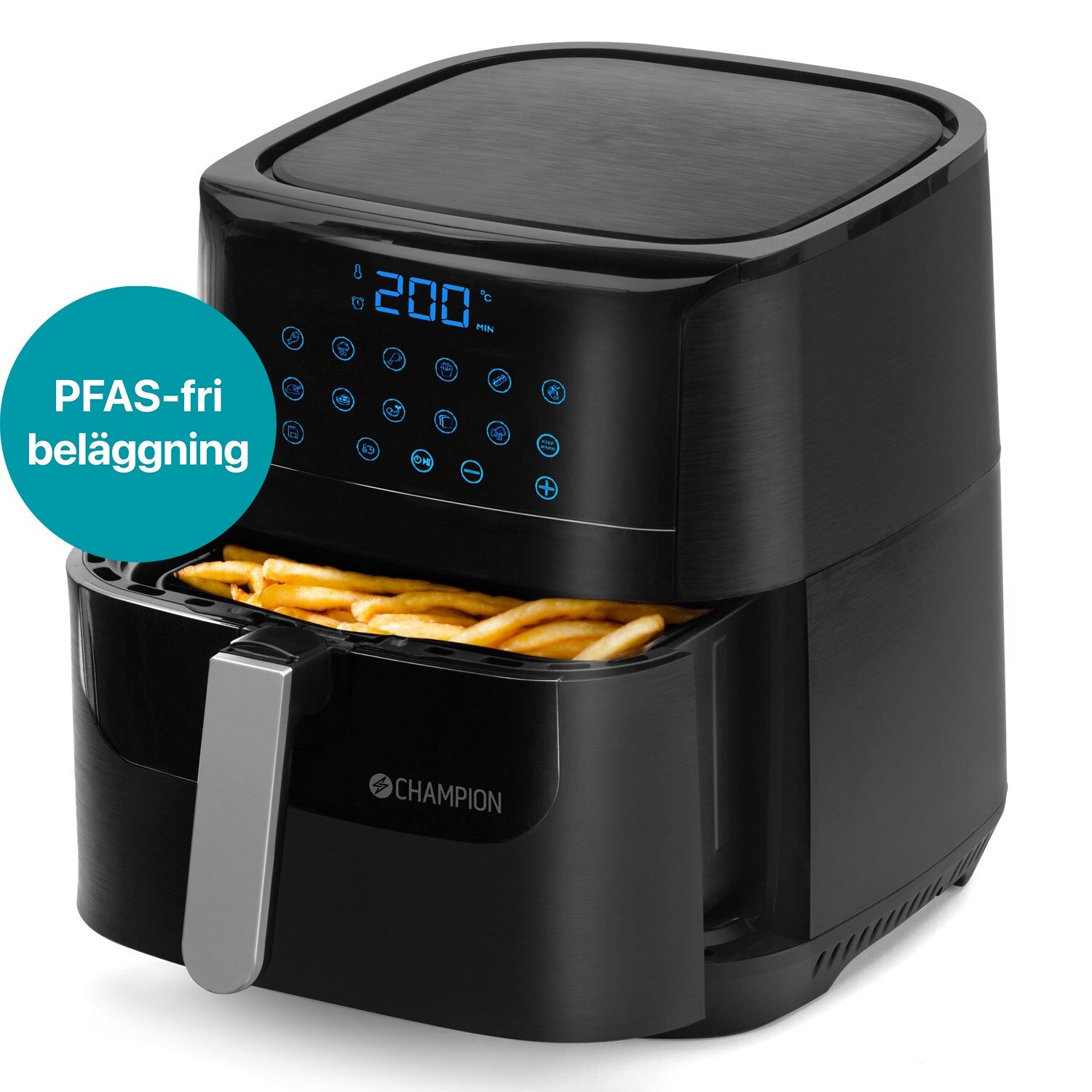 Heißluftfritteuse XL Keramik  1800 W AF600 Schwarz