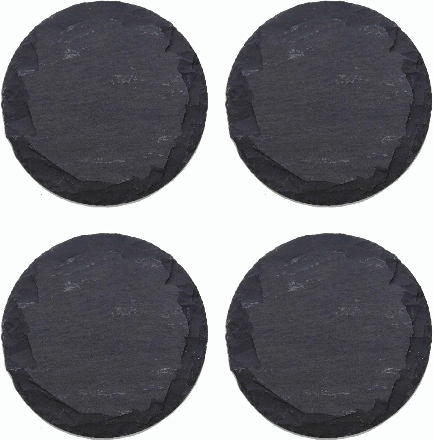 4x Schieferplatten 10x10 rund Sushi Servier Set Servierplatte schwarz Steinplatte rund Slate Plate K&auml;sebrett Runde Platte 