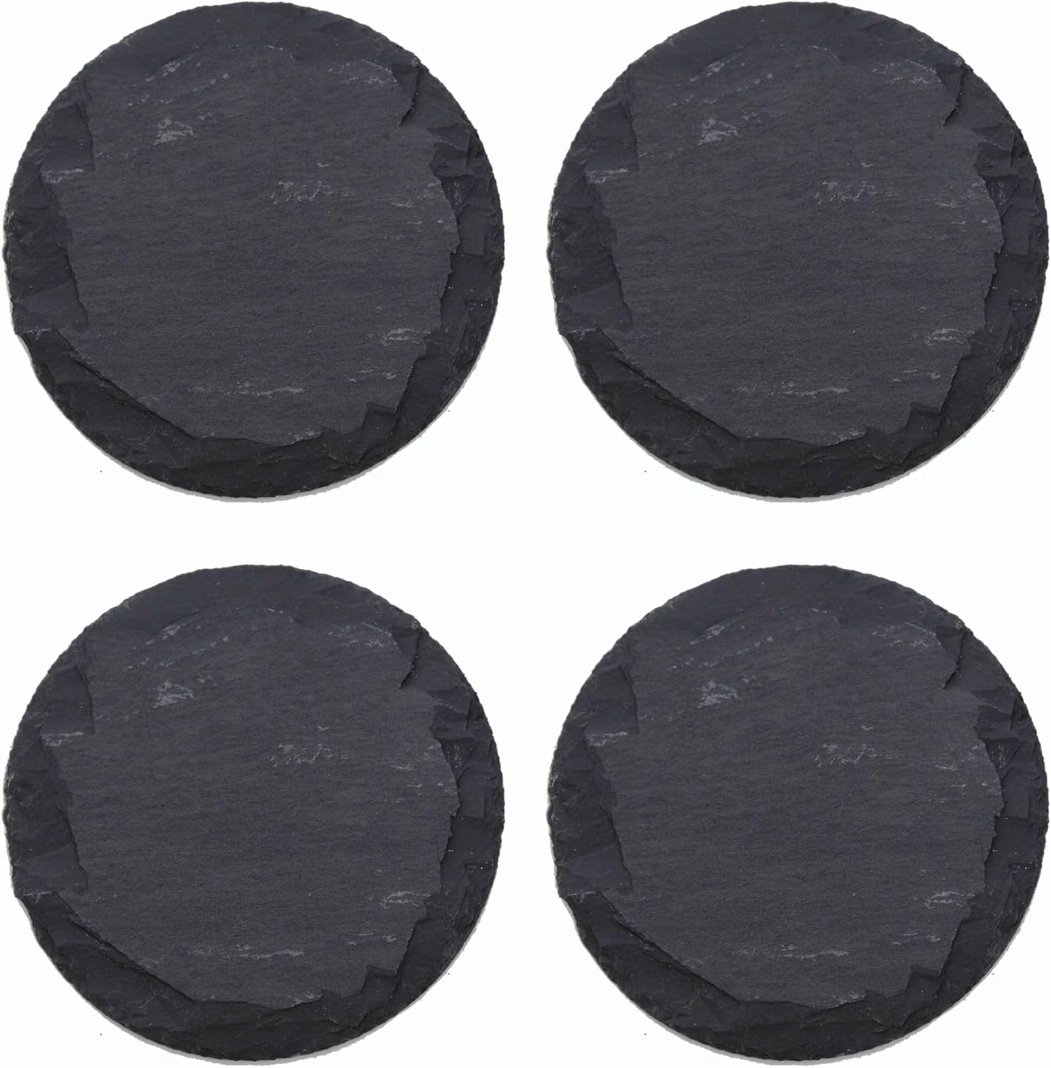 4x Schieferplatten I rund I 20x0 ,5 cm I Sushi Servier Set Servierplatte schwarz Steinplatte rund Slate Plate K&auml;sebrett Runde Platte 