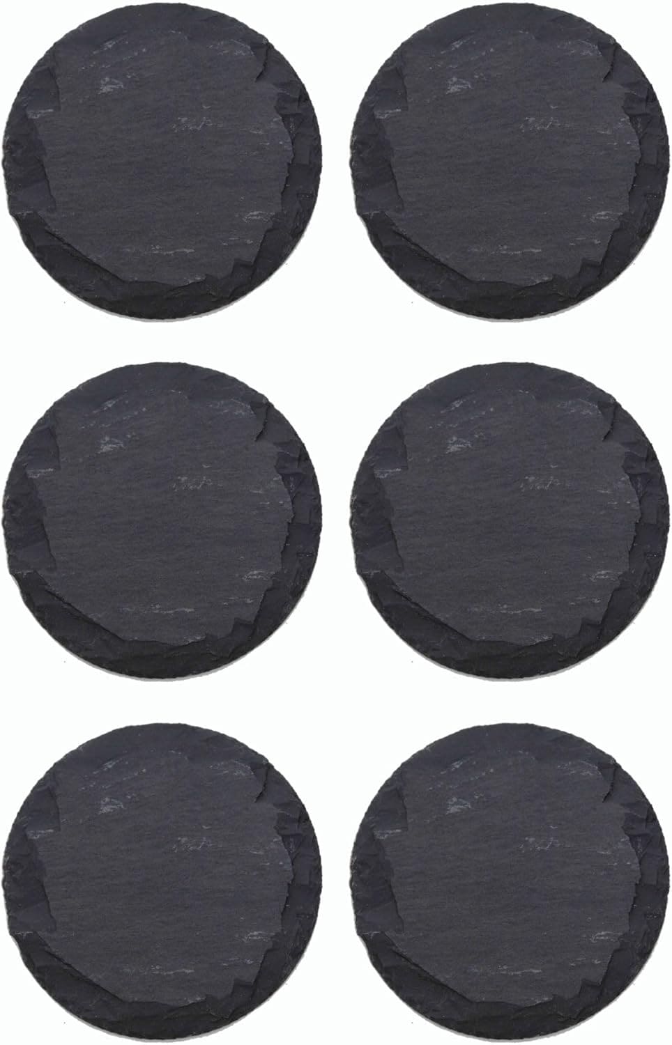 6x Schieferplatten I rund I 33x0,5 cm I Sushi Servierplatten Untersetzer K&auml;seplatte Tischplatz Schiefer Geschirr Platte schwarz 