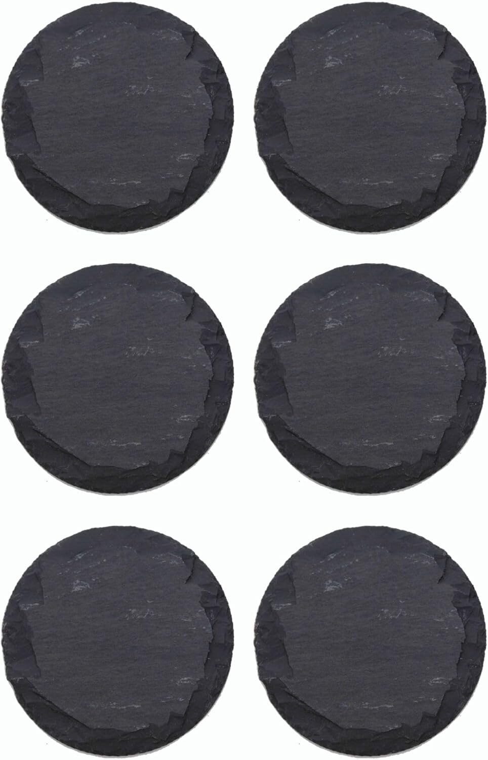 6x Schieferplatten I rund I 33x0,5 cm I Sushi Servierplatten Untersetzer Käseplatte Tischplatz Schiefer Geschirr Platte schwarz
