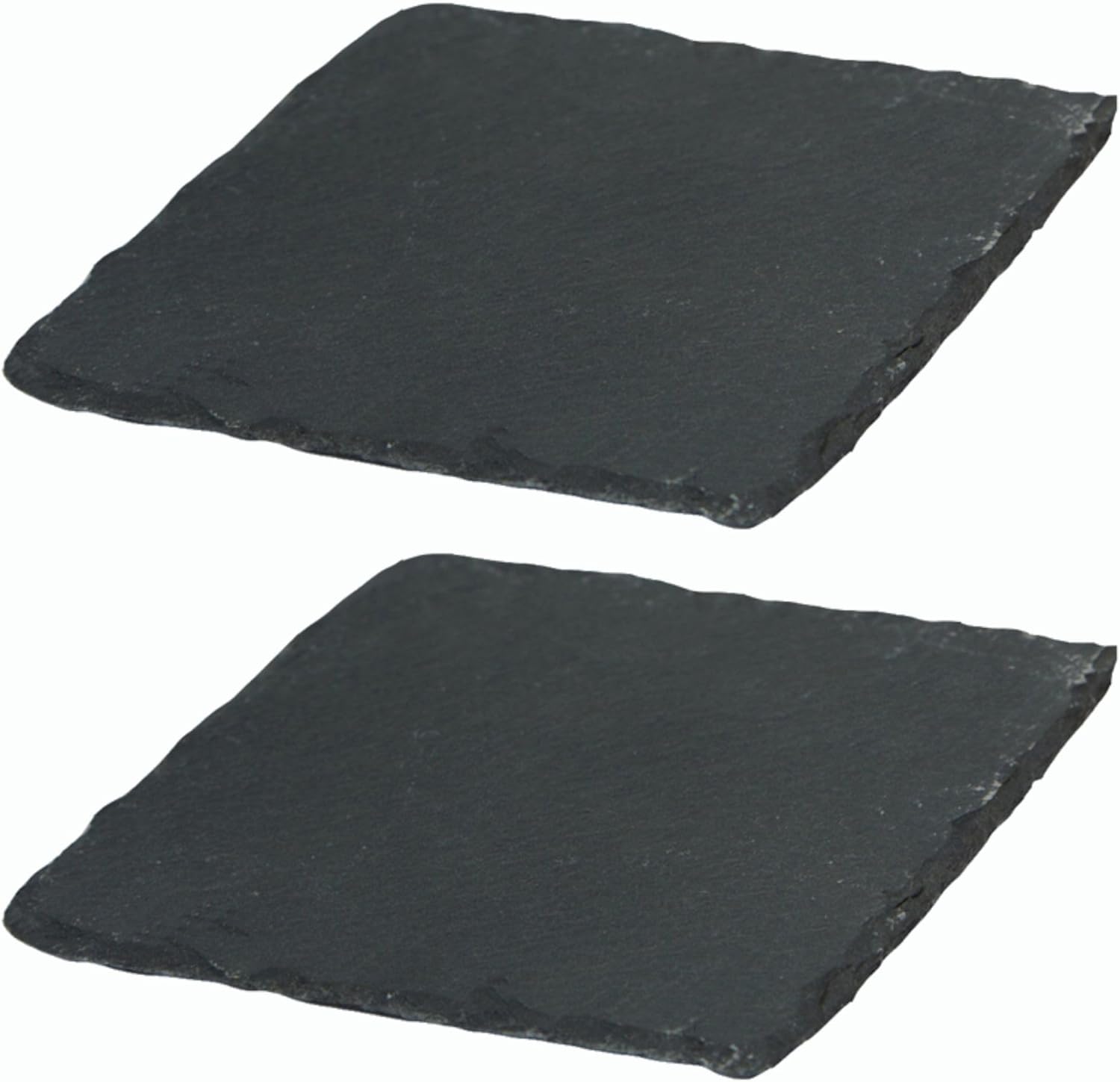 2x Schieferplatten I quadratisch I 10x10x0 ,5 cm I Schiefer Platten Schieferteller Servierteller Servierplatten Schiefer Teller Set Dekoplatte 