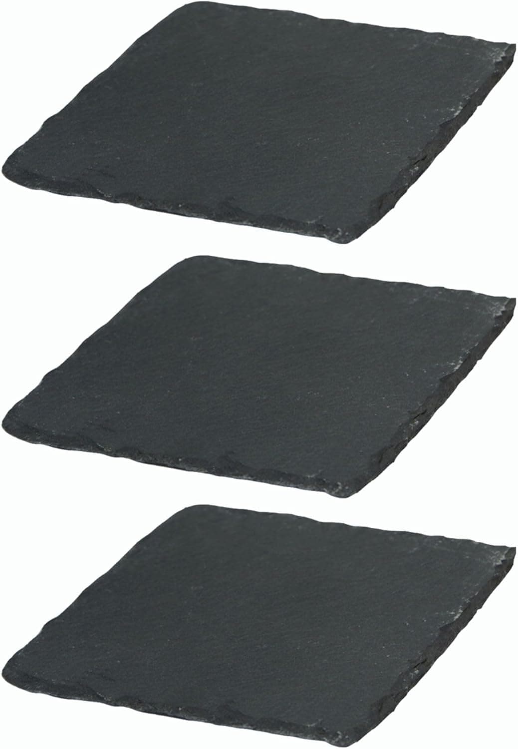 3x Schieferplatten I quadratisch I 10x10x0,5 cm I Sushi Platte Steinteller Schieferplatten Set Schiefer Servierplatten deko Buffet Platten 