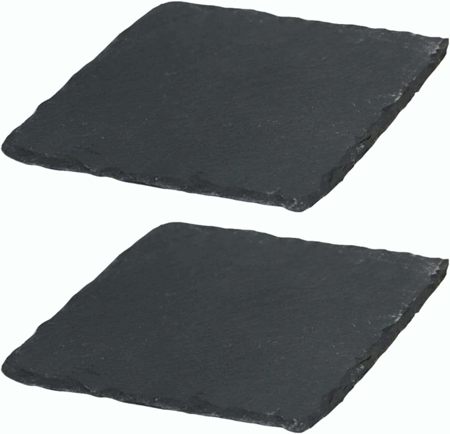 2x Schieferplatten I quadratisch I 15x15x0,5 cm I Schiefer Platten Schieferteller Servierteller Servierplatten Schiefer Teller Set Dekoplatte 