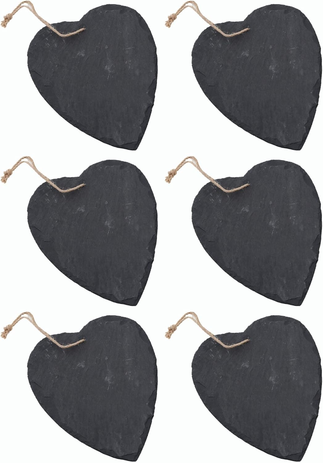 Schieferherz zum Aufh&auml;ngen mit Juteband Schiefertafel Dekoration Wandeko (6, 17 cm Herz) 
