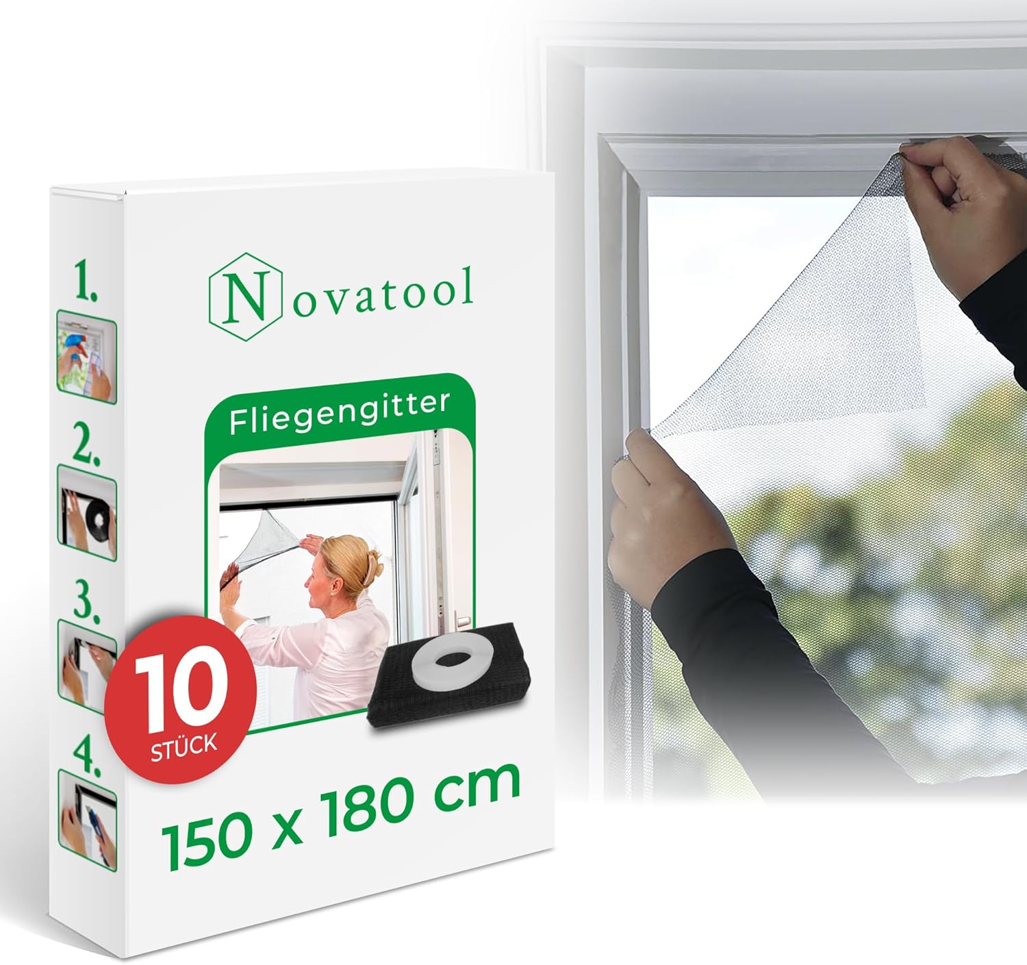 10x Fliegengitter Fenster 150x180 anthrazit individuell k&uuml;rzbar Insektenschutz Fliegennetz Fensternetz M&uuml;ckennetz M&uuml;ckengitter Fenstergaze (10 , Fliegengitter) 