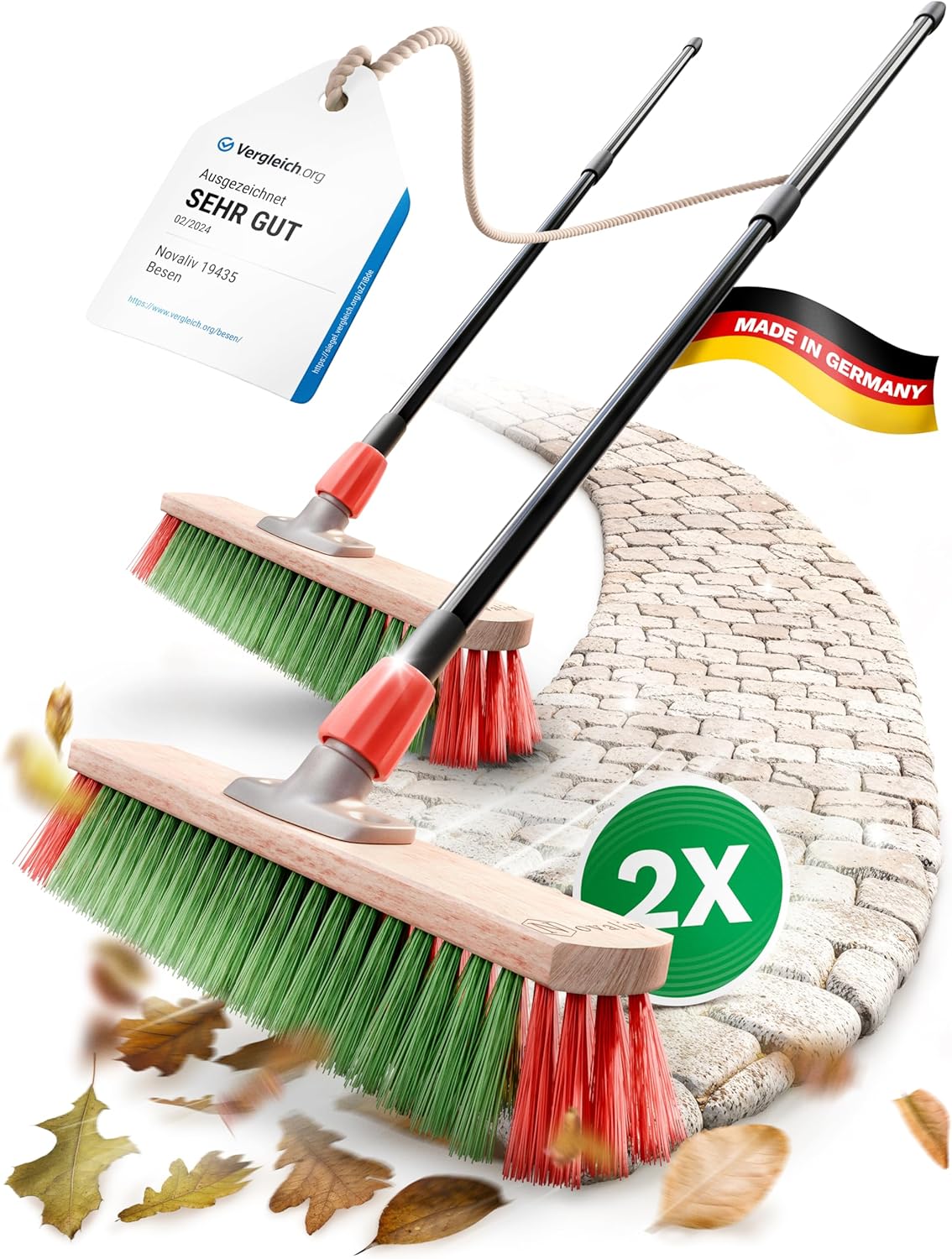 Kehrbesen Besen mit Teleskopstiel Stra&szlig;enbesen mit Stiel Gartenbesen Industriebesen Hofbesen Allzweckbesen (2 , Gartenbesen) 