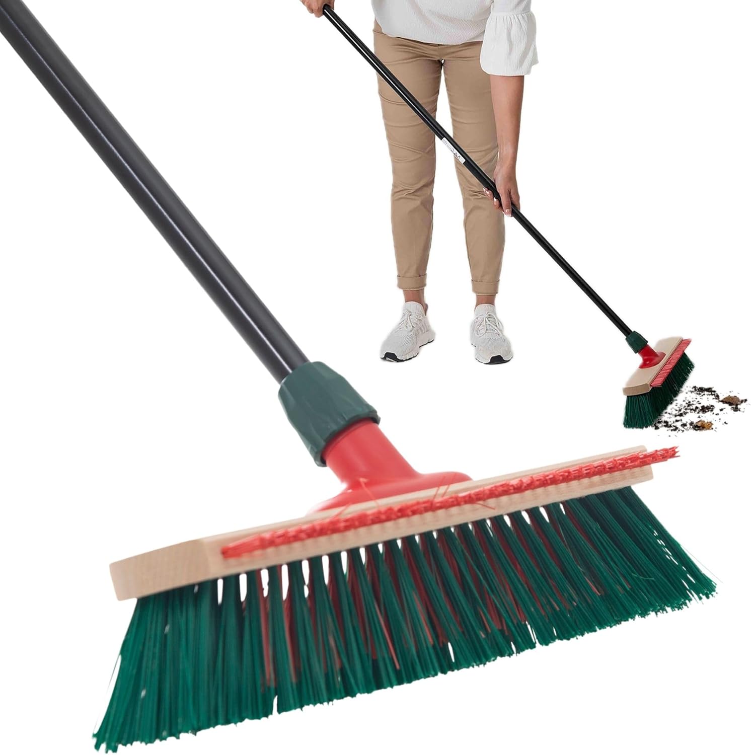 Hoch Tief Stra&szlig;enbesen mit Teleskopstiel Kratzleiste Outdoor Broom mit Stiel Gartenbesen Industriebesen Hofbesen Allzweckbesen Kehrbesen Besen Staubkammer (1 , Stra&szlig;enbesen) 