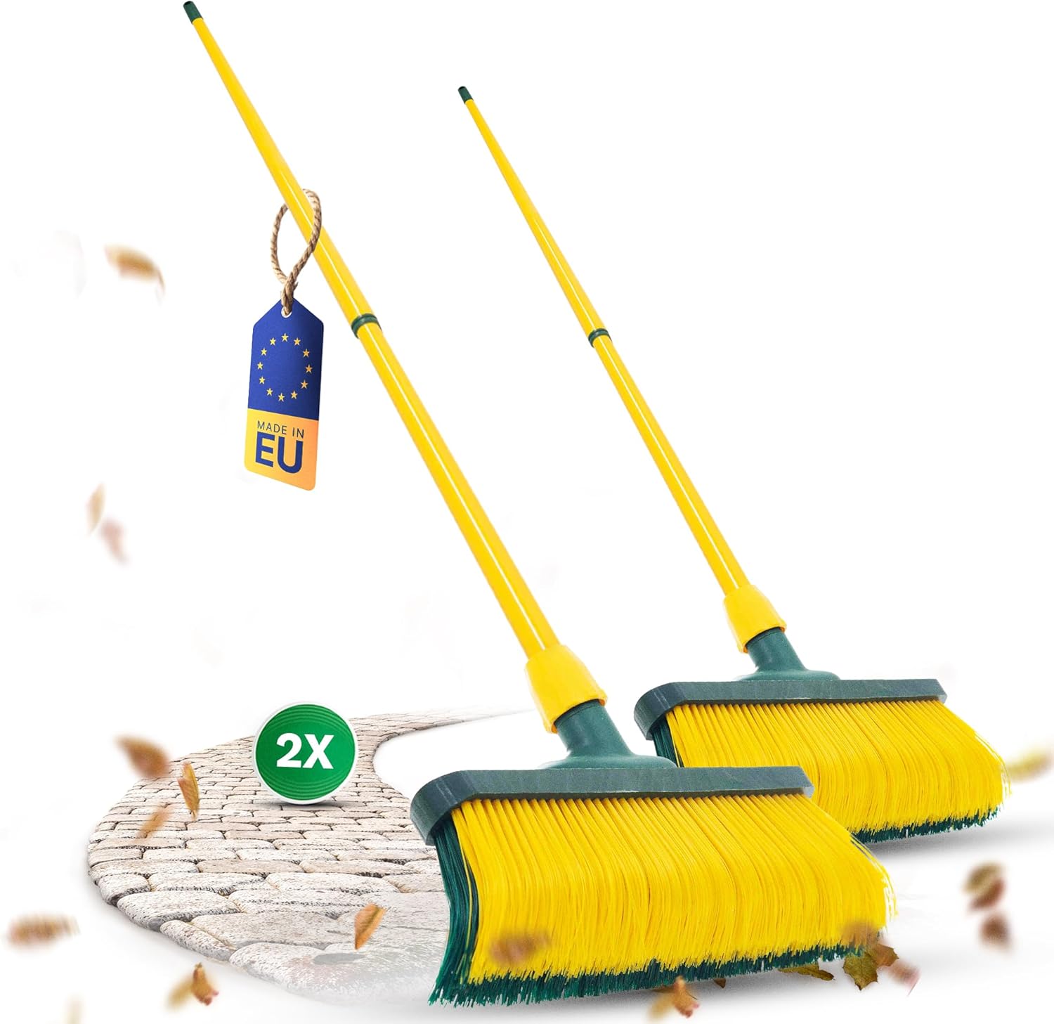 Krallenbesen Set 30 cm Holz mit Stiel Schneebesen Kratzbesen Rasenbesen Besen f&uuml;r drau&szlig;en Outdoor Garden Broom (2, 30 cm Besen mit Stiel) 